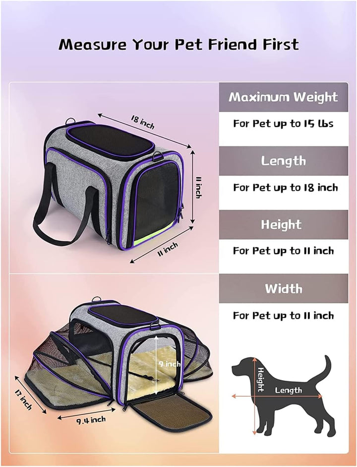 (10998 Grau/Lila) Haustier-Transporttasche Katzentasche Hundebox Transportbox Tragebox Hunde Katzen