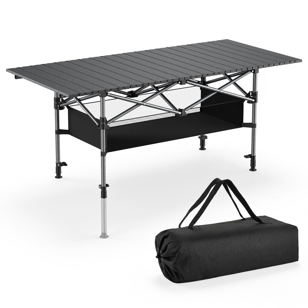 Campingtisch Klappbar 120x55cm Klapptisch Camping 55x80cm Höhenverstellbar, Aluminium Tischplatte Au
