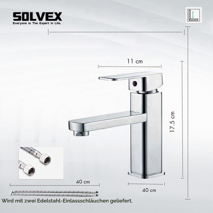 SOLVEX Wasserhahn Bad, Eckig Einhebelmischer Waschbecken, Wasserhahn Bad, Badezimmer Wasserhahn Hohe