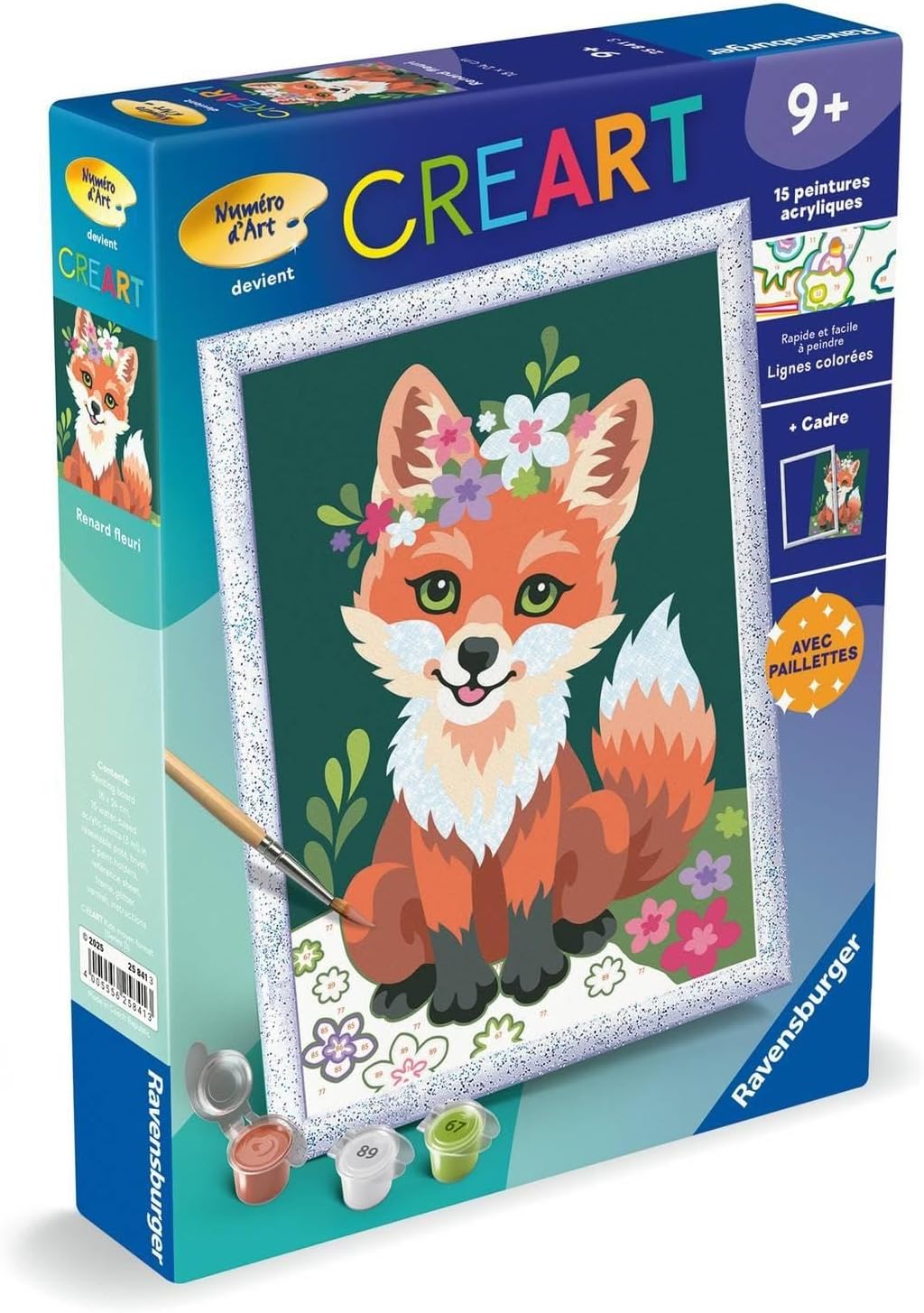 Ravensburger CreArt Kids 18 x 24 cm – Kunstnummer – Blumenfuchs – Set zum Malen nach Zahlen – ab 7 J