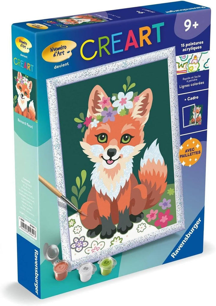 Ravensburger CreArt Kids 18 x 24 cm – Kunstnummer – Blumenfuchs – Set zum Malen nach Zahlen – ab 7 J