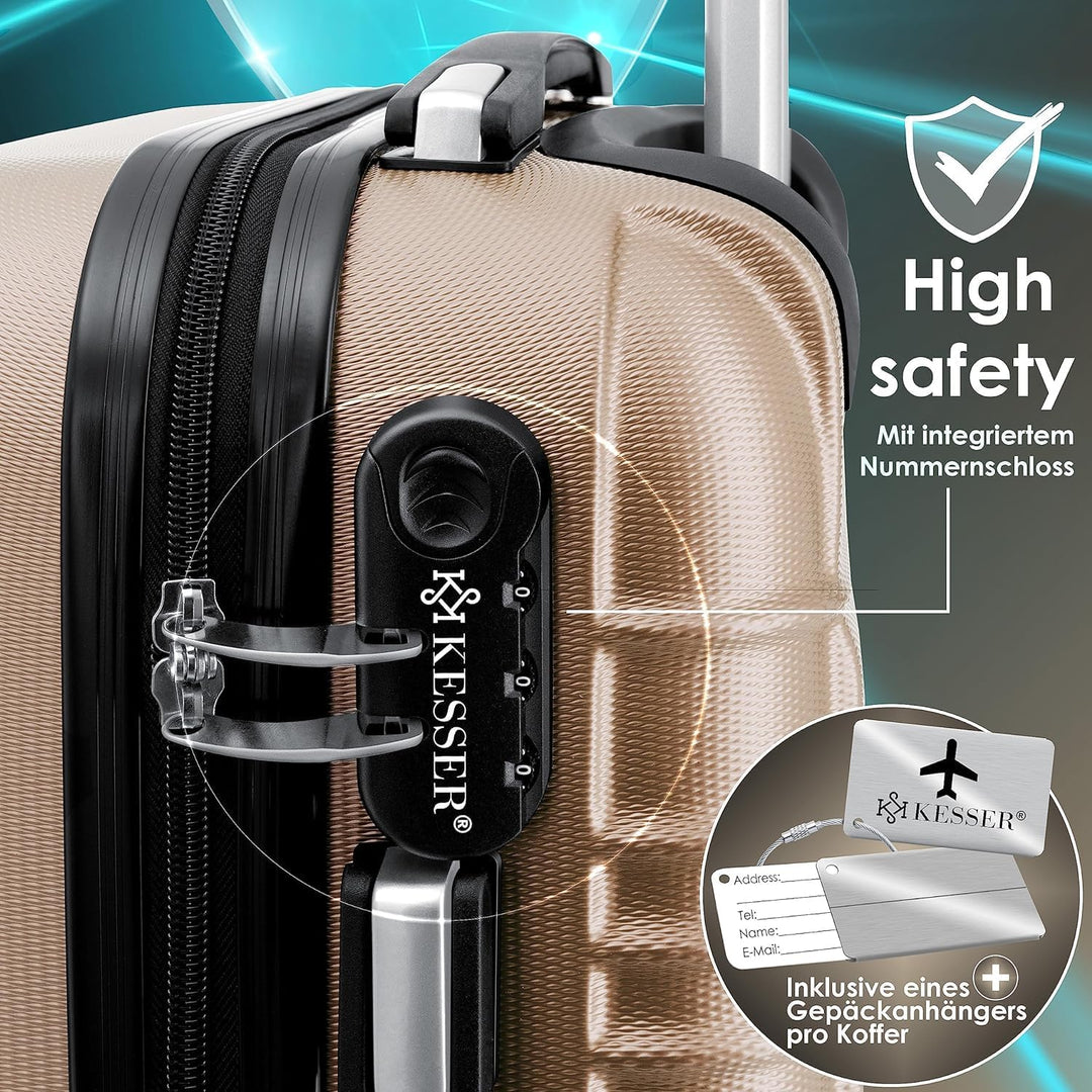 KESSER® Handgepäck Reisekoffer Hartschalen-Koffer Inkl. Kofferwaage + Gepäckanhänger Trolley Gepäck