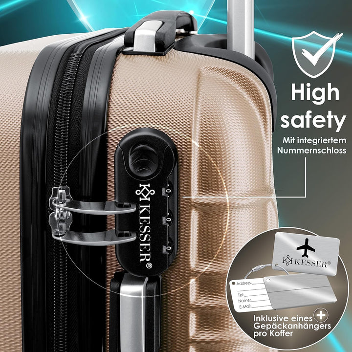 KESSER® Handgepäck Reisekoffer Hartschalen-Koffer Inkl. Kofferwaage + Gepäckanhänger Trolley Gepäck