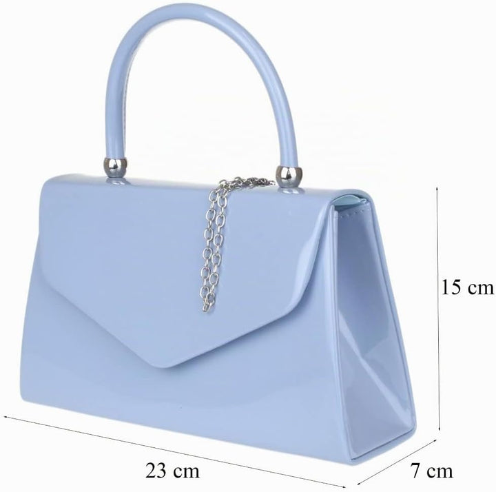 Girly Handbags Lack-Clutch-Tasche, Handtasche, kleines Hartschalenetui für Damen Baby Blau, Baby Bla