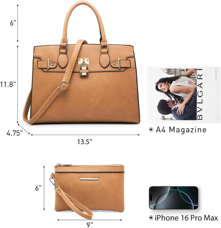 Dasein Women Handbags and Purses Ladies Shoulder Bag Top Handle Satchel Tote Work Bag with Matching