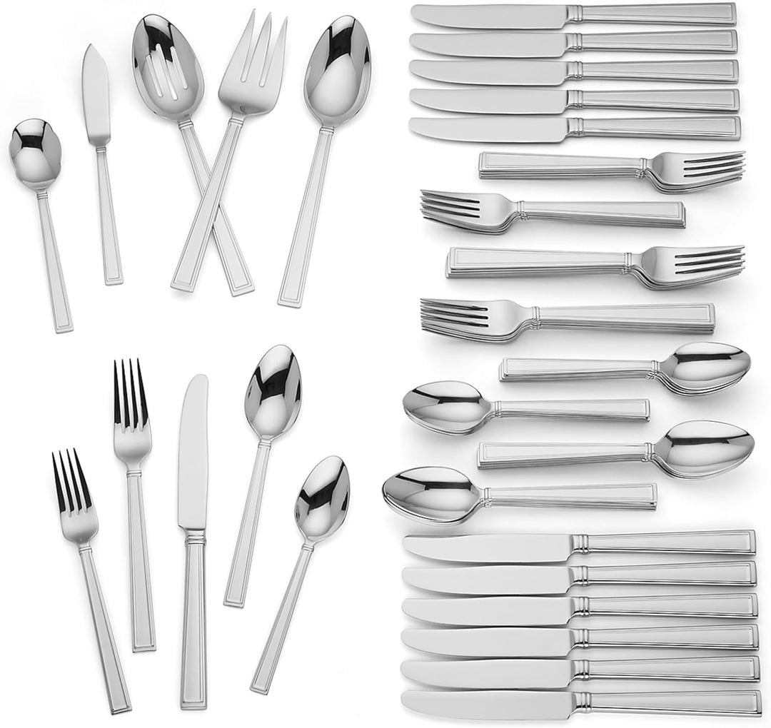 Lenox 883708 Piece Flatware Bratton Besteck-Set, 65-teilig, Edelstahl, metallisch, Bratton