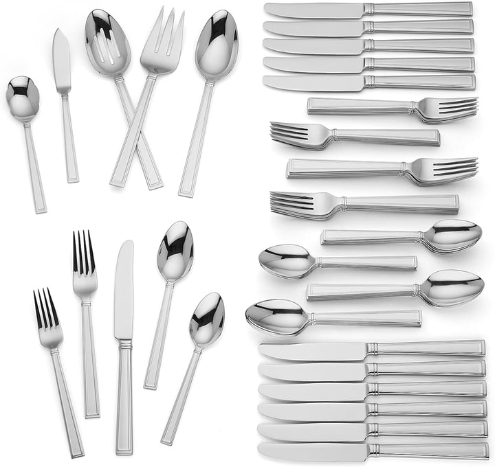 Lenox 883708 Piece Flatware Bratton Besteck-Set, 65-teilig, Edelstahl, metallisch, Bratton