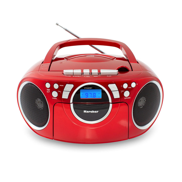 Karcher RR 5042-R tragbares CD Radio/Boombox mit CD-Player und Kassettenspieler (UKW, Batterie-/Netz