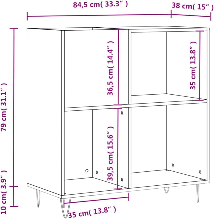 vidaXL Plattenschrank Weiss 84,5x38x89 cm Holzwerkstoff, Weiss