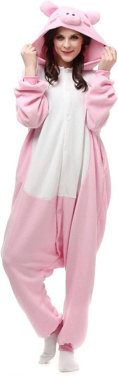 Pyjamas Onesies Cosplay Erwachsene Unisex Tiere Halloween Kostüm Kleid Loungewear L Rosa Schweine, L