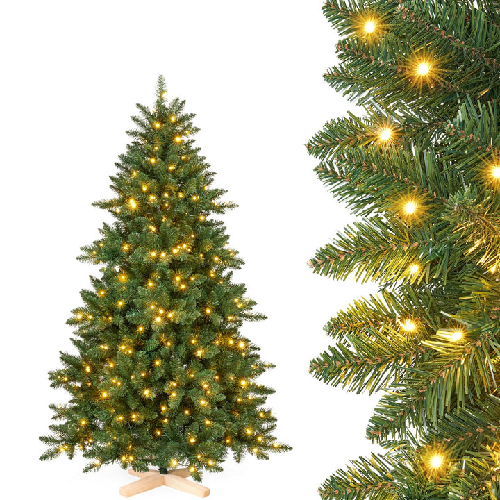 Yorbay Künstlicher Weihnachtsbaum mit Beleuchtung LED mit Holzständer für Weihnachten-Dekoration (15