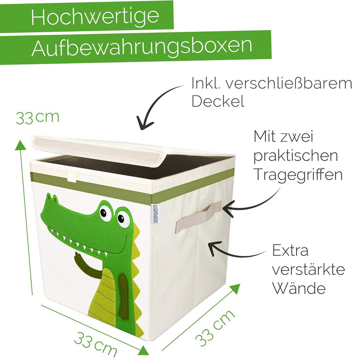 GLÜCKSWOLKE Aufbewahrungsbox Kinder - 15 Motive I Spielzeugkiste mit Deckel für Kinderzimmer I Spiel