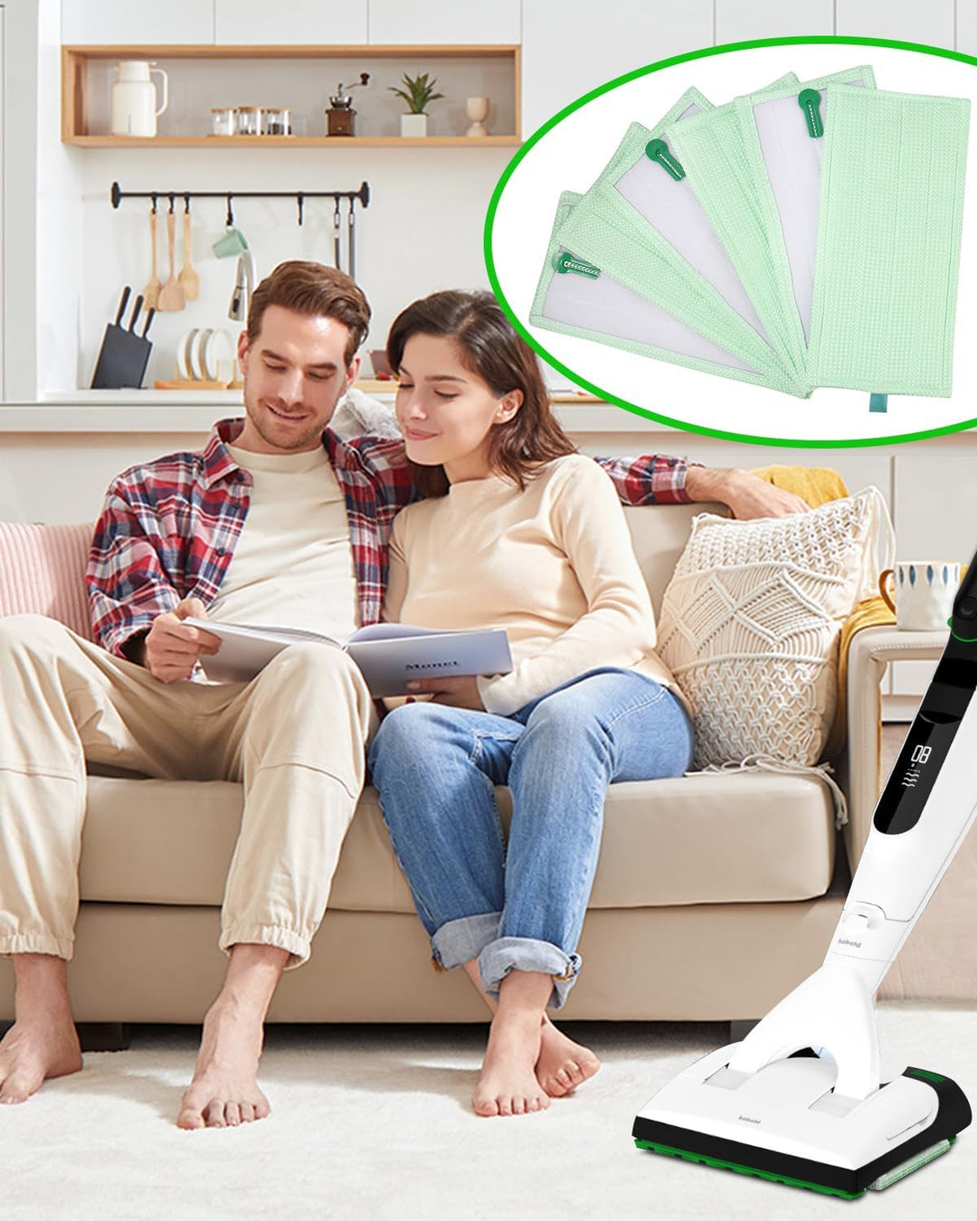 6 Stück Ersatz Mikrofaser Bodenwischer Pads,Reinigungstuch für Vorwerk Hartboden MF600 SP600 SPB100