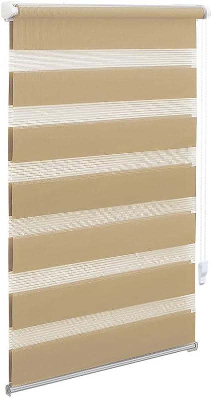 OBdeco Doppelrollo Duo Rollo Klemmfix ohne Bohren für Fenster lichtdurchlässig und verdunkelnd (90x1