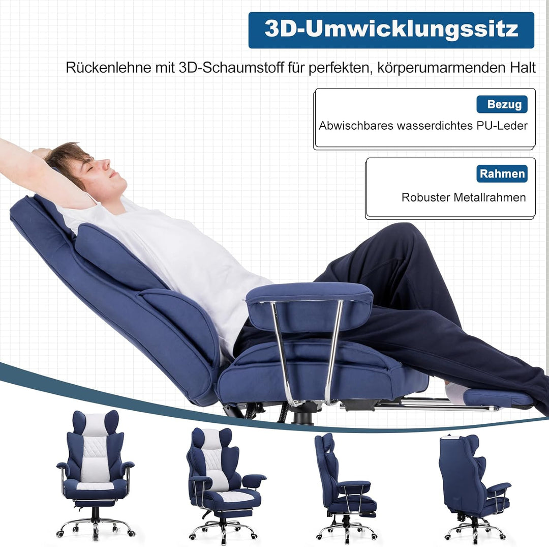 GTPLAYER Gaming Stuhl, Bürostuhl mit Taschenfeder-Lendenwirbelstütze, breiter Büro-Computersessel mi