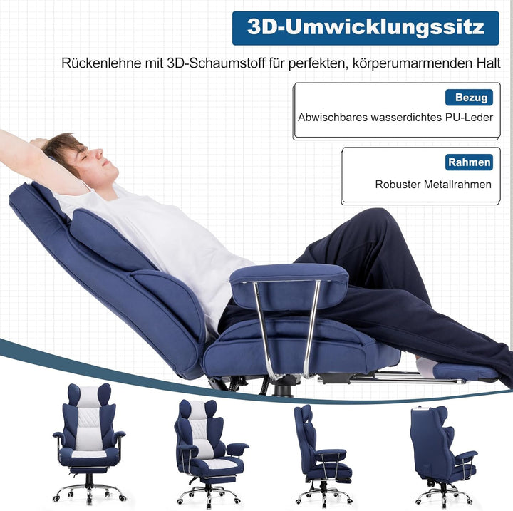 GTPLAYER Gaming Stuhl, Bürostuhl mit Taschenfeder-Lendenwirbelstütze, breiter Büro-Computersessel mi