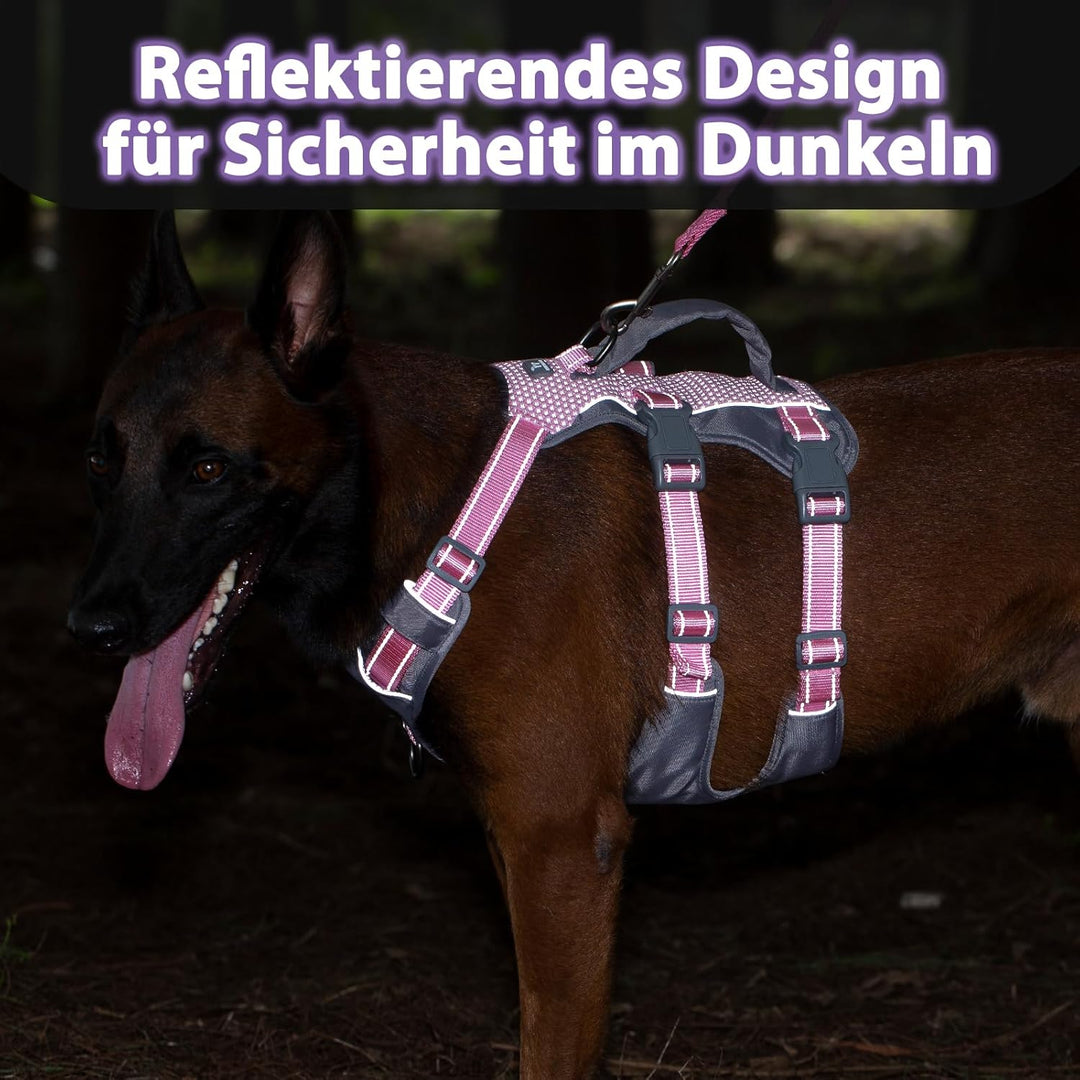 Huntboo Sicherheitsgeschirr Hund Ausbruchsicher, Panikgeschirr für Hunde, Reflektierendes Geschirr H