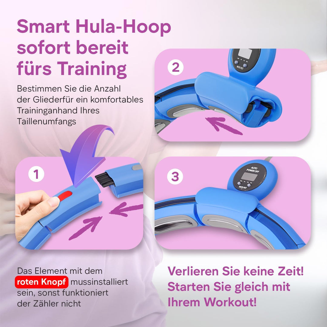 Smart Hula Hoop Reifen Erwachsene, Smart Hula Hoop Leise mit Zähler, Fitness Hula Hoop mit Gewicht K