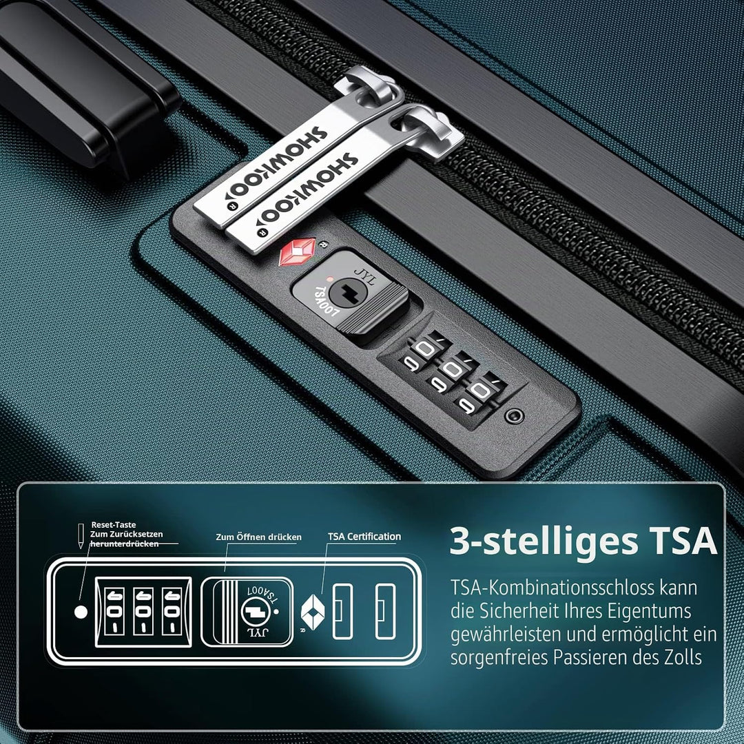 SHOWKOO Kofferset 2 Teilig Hartschale Leicht ABS+PC Erweiterbar Reisekoffer Haltbar Trolley Handgepä