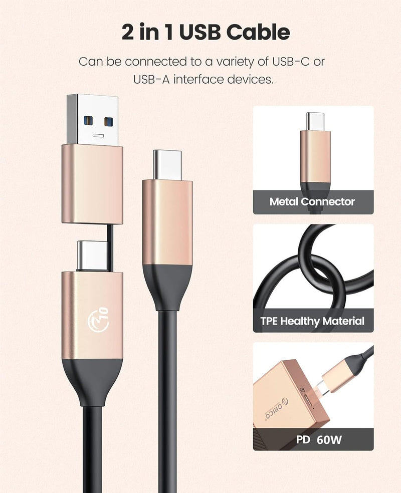 ORICO M.2 NVMe SSD Gehäuse Aluminium 10Gbps USB C USB 3.2 Gen 2 10Gbps, Externe NVMe USB Adapter für