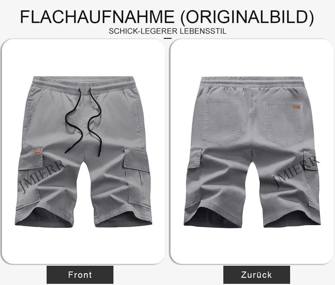 JMIERR Kurze Hosen Herren Baumwolle Cargo Shorts Herren Sommer Freizeithose mit Taschen S C Grau, S