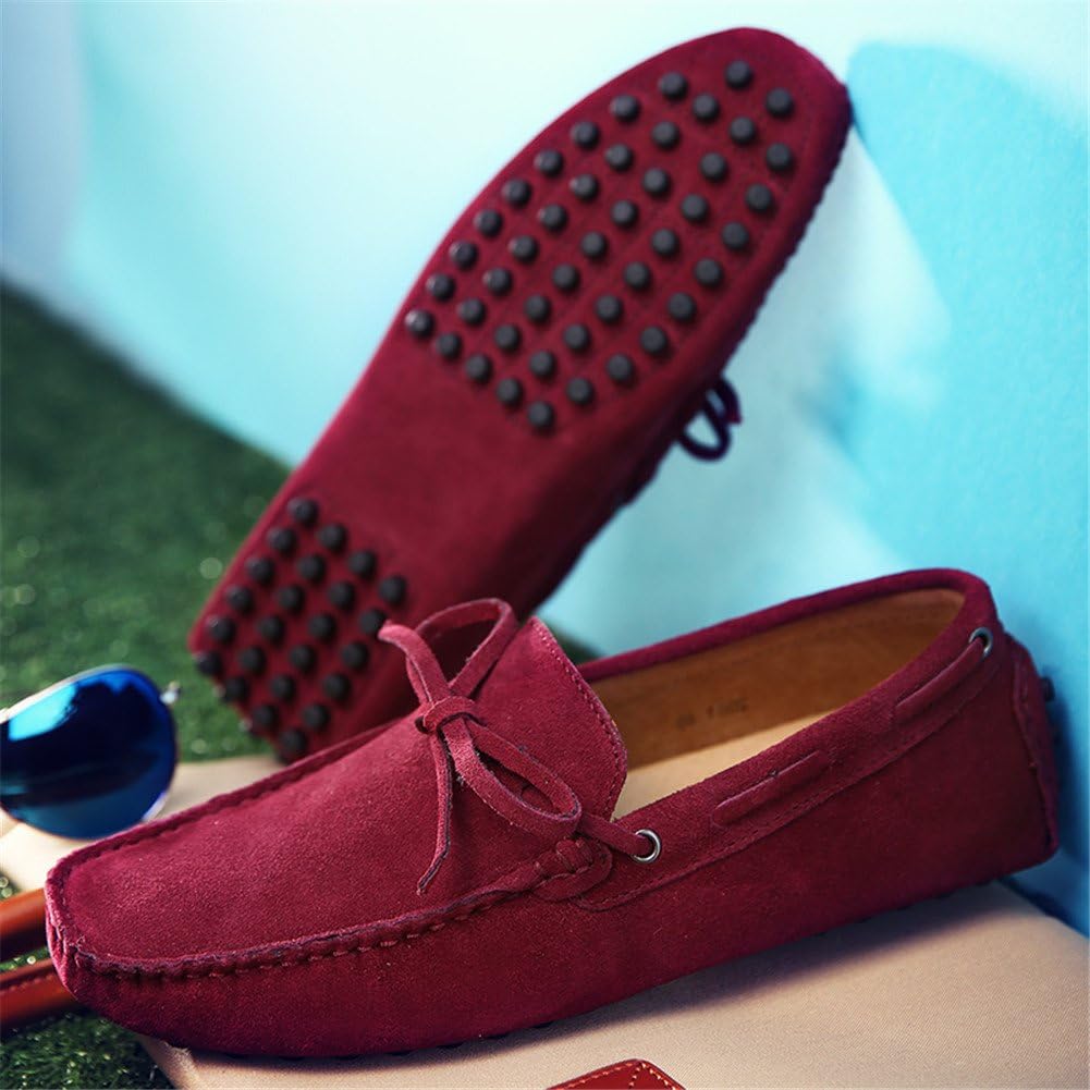 Jamron Herren Weich Wildleder Fahrschuhe Halbschuhe Handgefertigt Moccasin Slippers Grosse Grösse 39