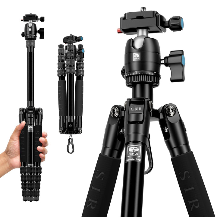 SIRUI Leicht Reise Travel Kamera Stativ Tripod,132cm Aluminium mit 360°Panorama Kugelkopf und Arca S