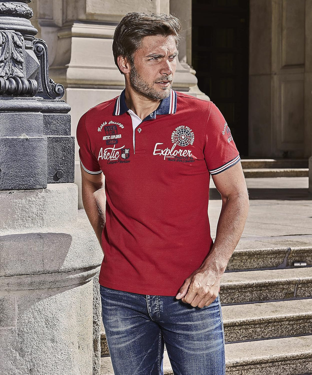 Carisma Casual Herren Poloshirt Kurzarm T-Shirt Regular Fit mit Hochwertigen Stickerei 4634 M Rot, M