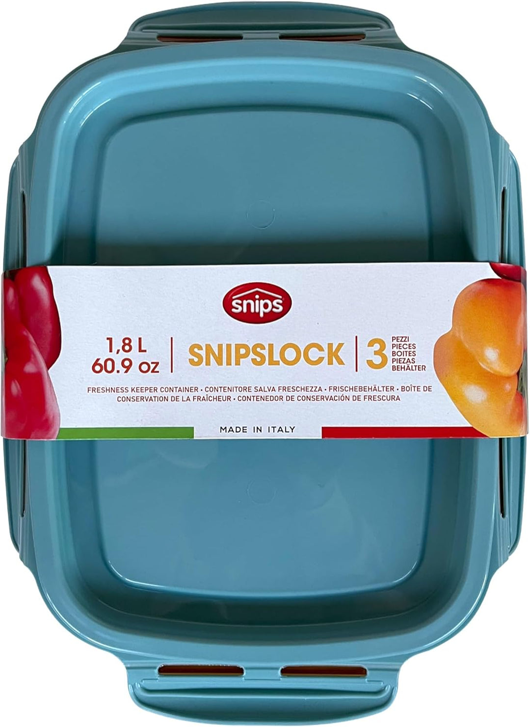 Snips, SnipsLock MIXCOLOR, Set 3 Vorratdosen 3 x 1,80 LT Rechteckig Voratdosen set, 23,5 x 18,5 x 13