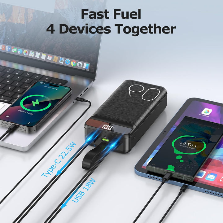 Power Bank 60000mAh 22,5W Schnellladung Tragbares Ladegerät USB-C Schnellladung mit 4 Ausgängen &amp; 3