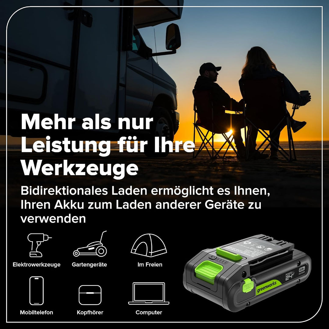 Greenworks 24V Akku-Bohrschrauber Bürstenlos 45 Nm, Leichtgewicht, LED-Licht, 18+1 Drehmomentstufen,
