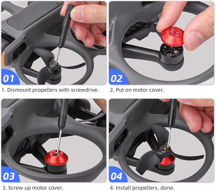 Motorabdeckungs Kappe für DJI Avata 2, Aluminiumlegierung Drohnenmotor-Schutzhülle Staubdicht Wasser