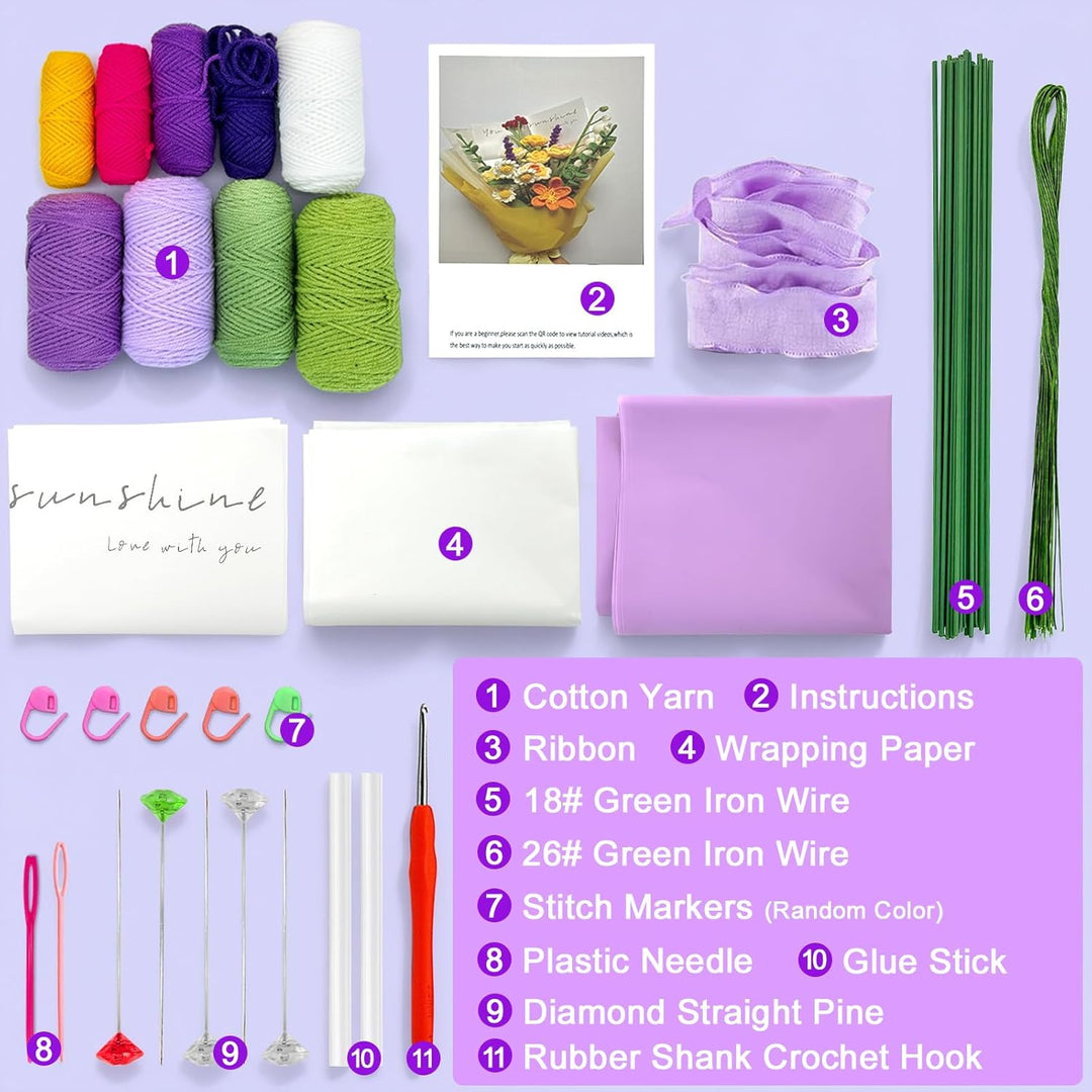 BoloShine Häkelset Blumen, Rose Blumenstrauss Häkelset für Anfänger Erwachsene, Häkelblumen Set mit