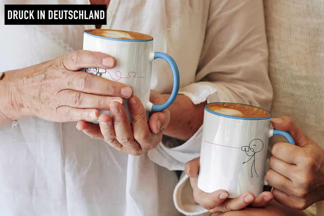 Trendation - Fernbeziehung Geschenk Tassen Set Partner Liebe Geschenk für Freundin Freund Liebesgest