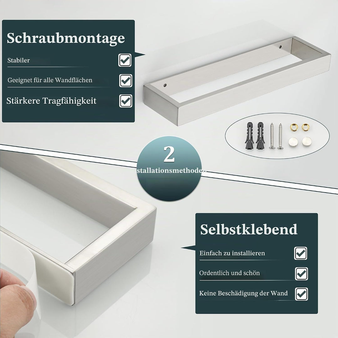 SAYAYO Handtuchhalter ohne Bohren Wand Bad Edelstahl Gebürstet 30CM | Handtuchstange Badezimmer Gäst