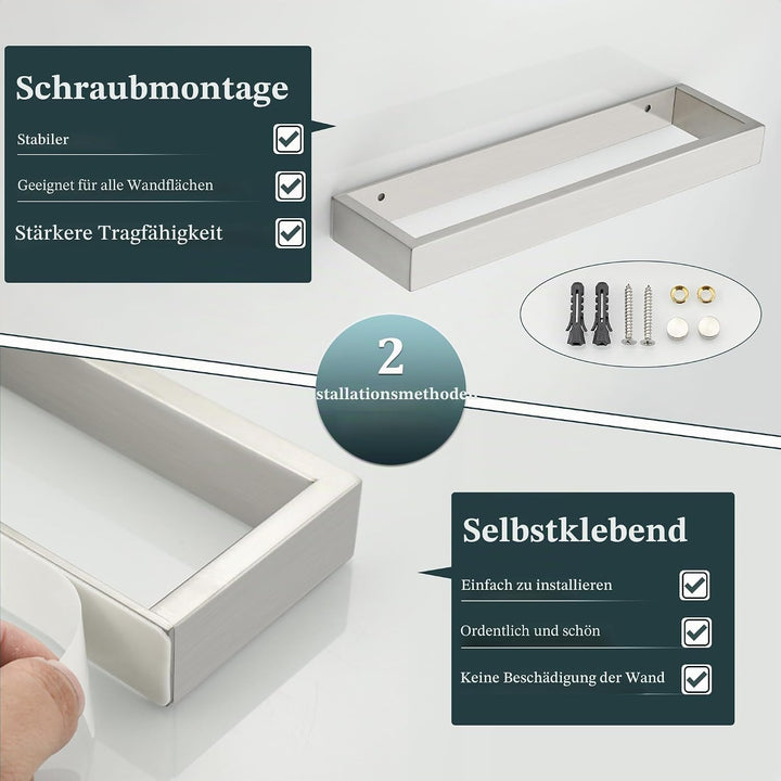 SAYAYO Handtuchhalter ohne Bohren Wand Bad Edelstahl Gebürstet 30CM | Handtuchstange Badezimmer Gäst