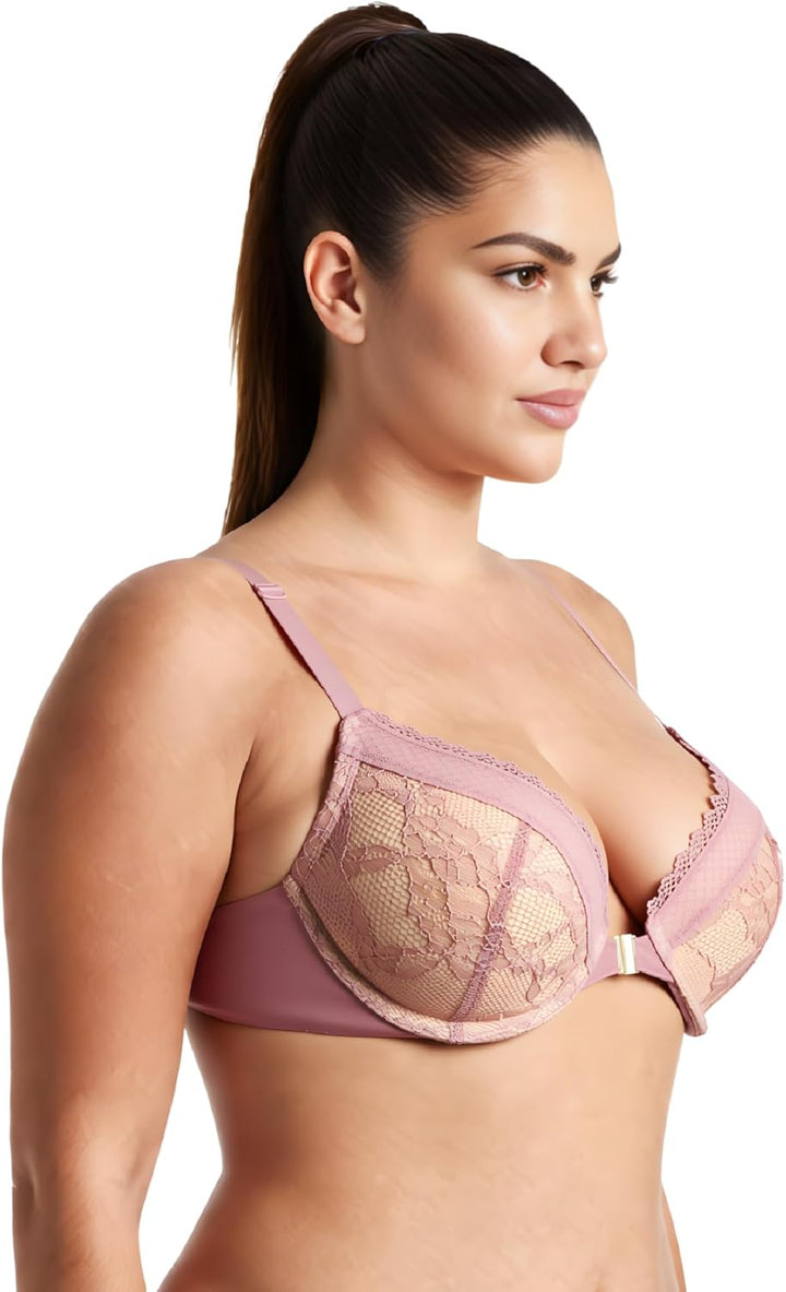 Curve Muse Damen Übergrösse Bügel Hochdrücken 1 Tasse hinzufügen Bügel Perfekte Form Spitzen-BHS 70B
