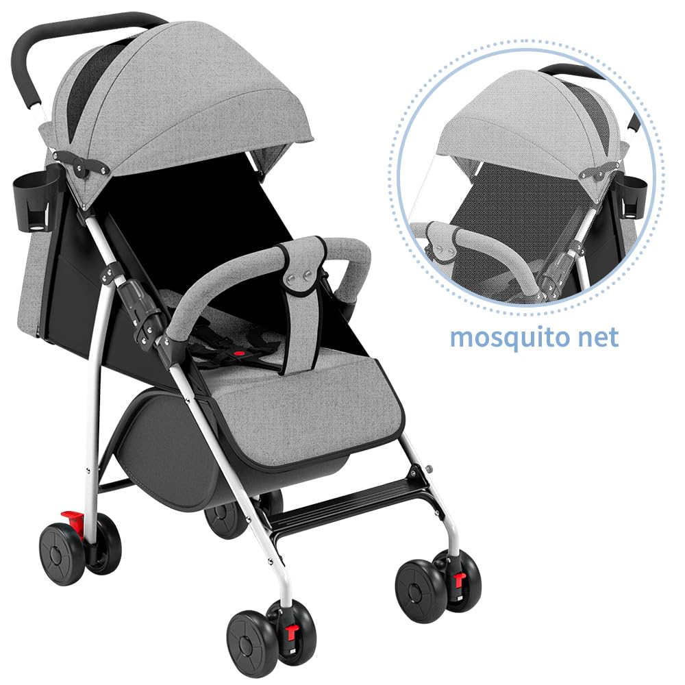 Travel buggy,leicht (4,8 kg), Bequemer Buggy kinderbuggy klappbar und verstellbar, Mit Baumwollbezug