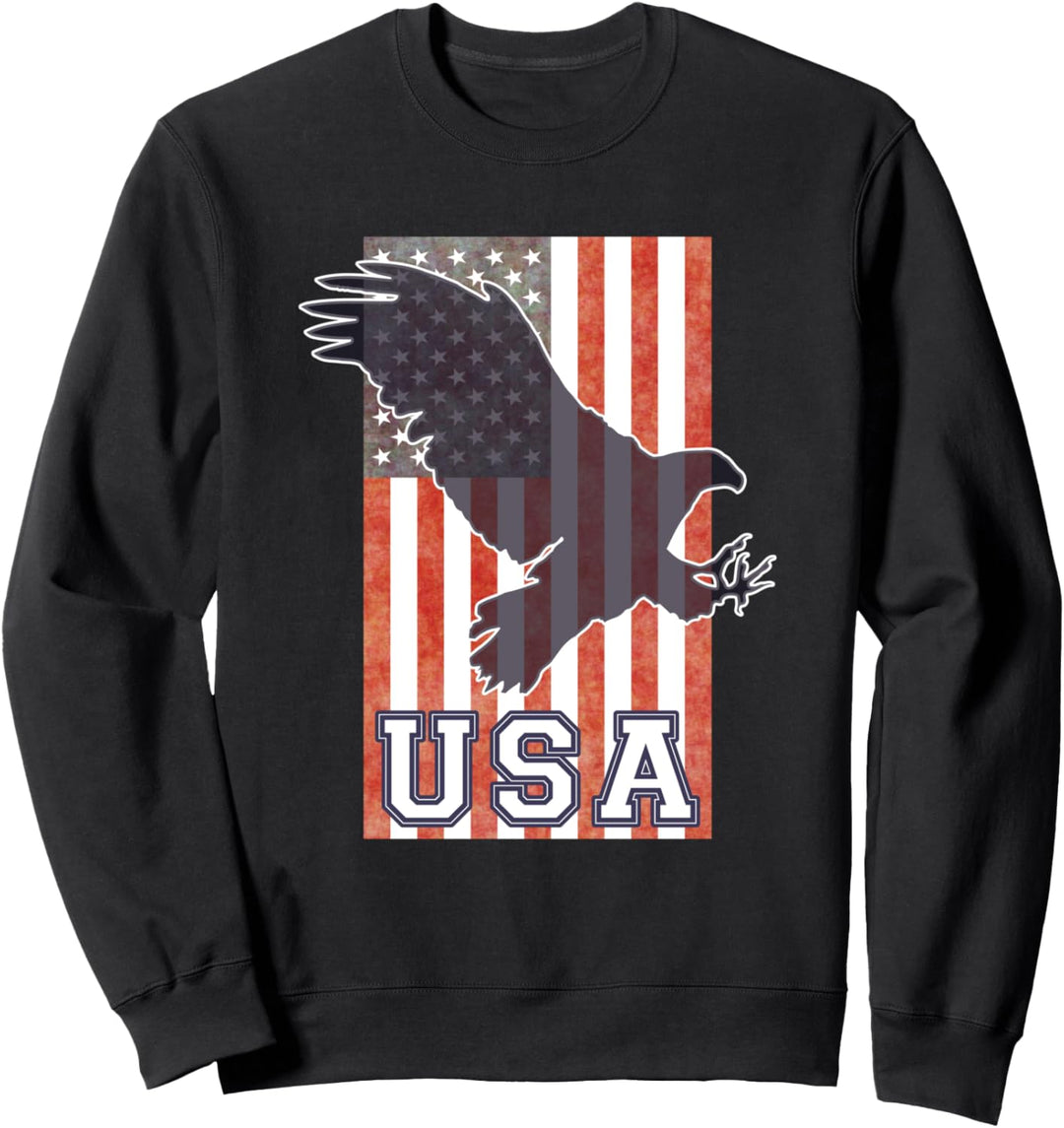 USA Weisskopfseeadler Amerikanische Flagge Patriotisch Sweatshirt