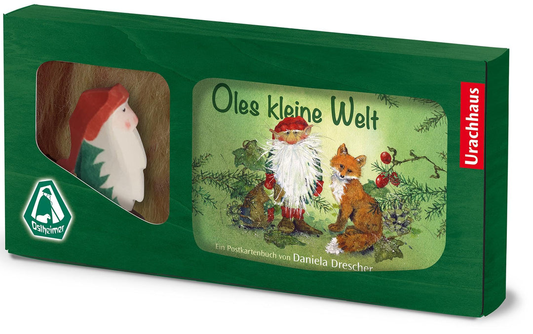 Geschenkset »Ole«: Inhalt: Ostheimer Holzfigur ›Ole Winterwicht‹ (ca. 7 cm) + Postkartenbuch ›Oles k