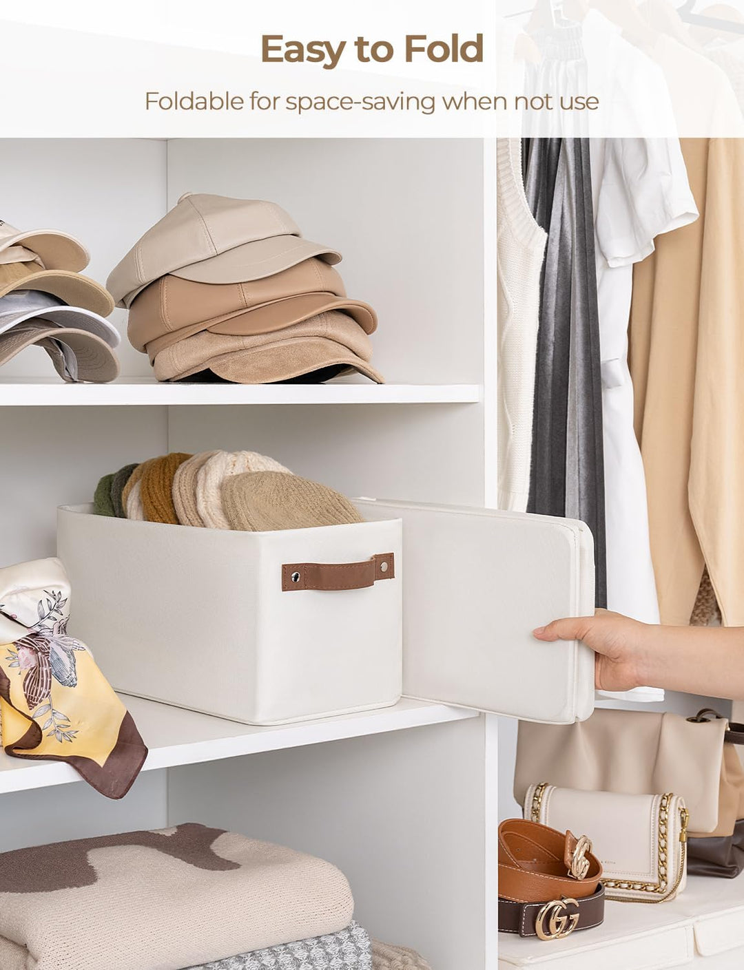 StorageWorks Stoff Aufbewahrungsbox schmal, stabile Ordnungsboxen Kleiderschränke, lange Körbe Aufbe