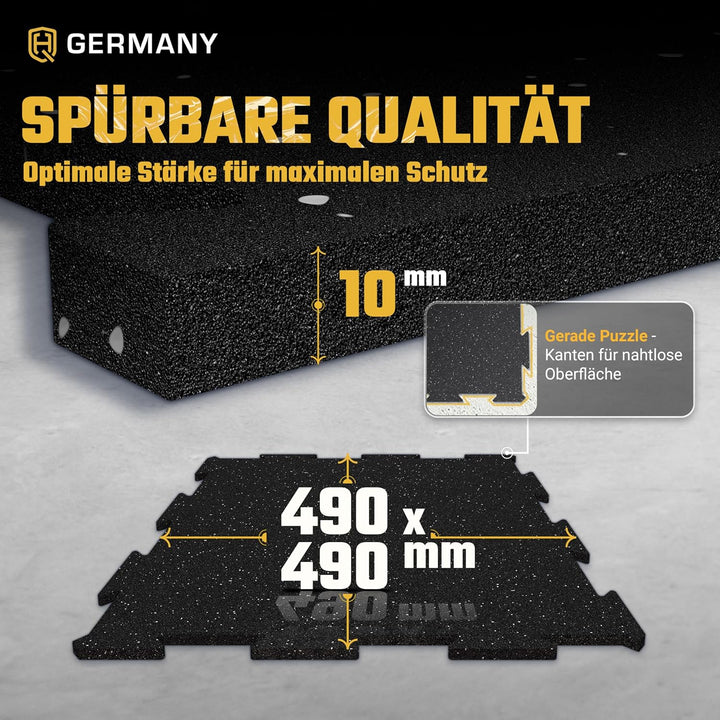 HQ Germany® Bodenschutzmatte Fitness - Premium Gym Boden | Made in EU | Matten Fitnessraum in Studio