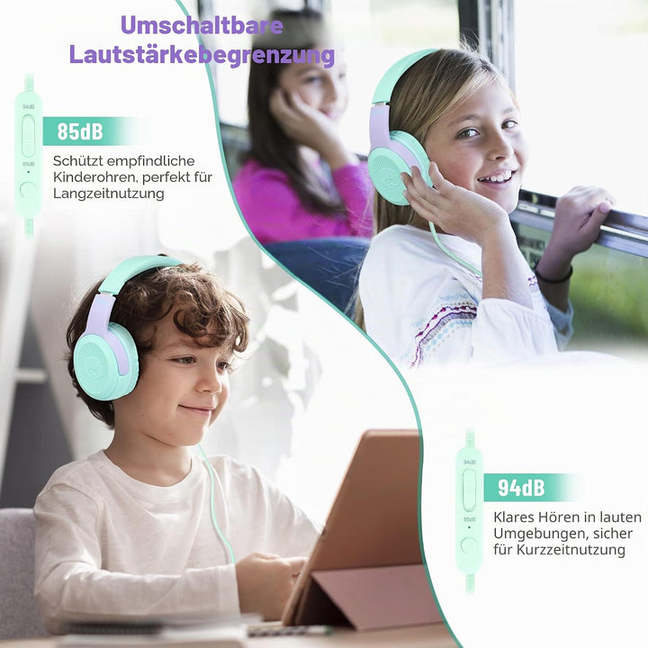 RockPapa Share 2 Pack Kinder Kopfhörer, 85dB/94dB Lautstärkebegrenzung Mit Mikrofon, Sharing-Funktio