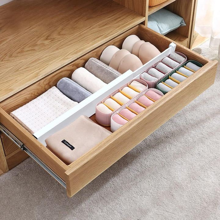 ANTOWIN Schubladentrenner Verstellbar Bambus (43-56 cm), Schubladen Organizer, Gefedert, Küche, Komm