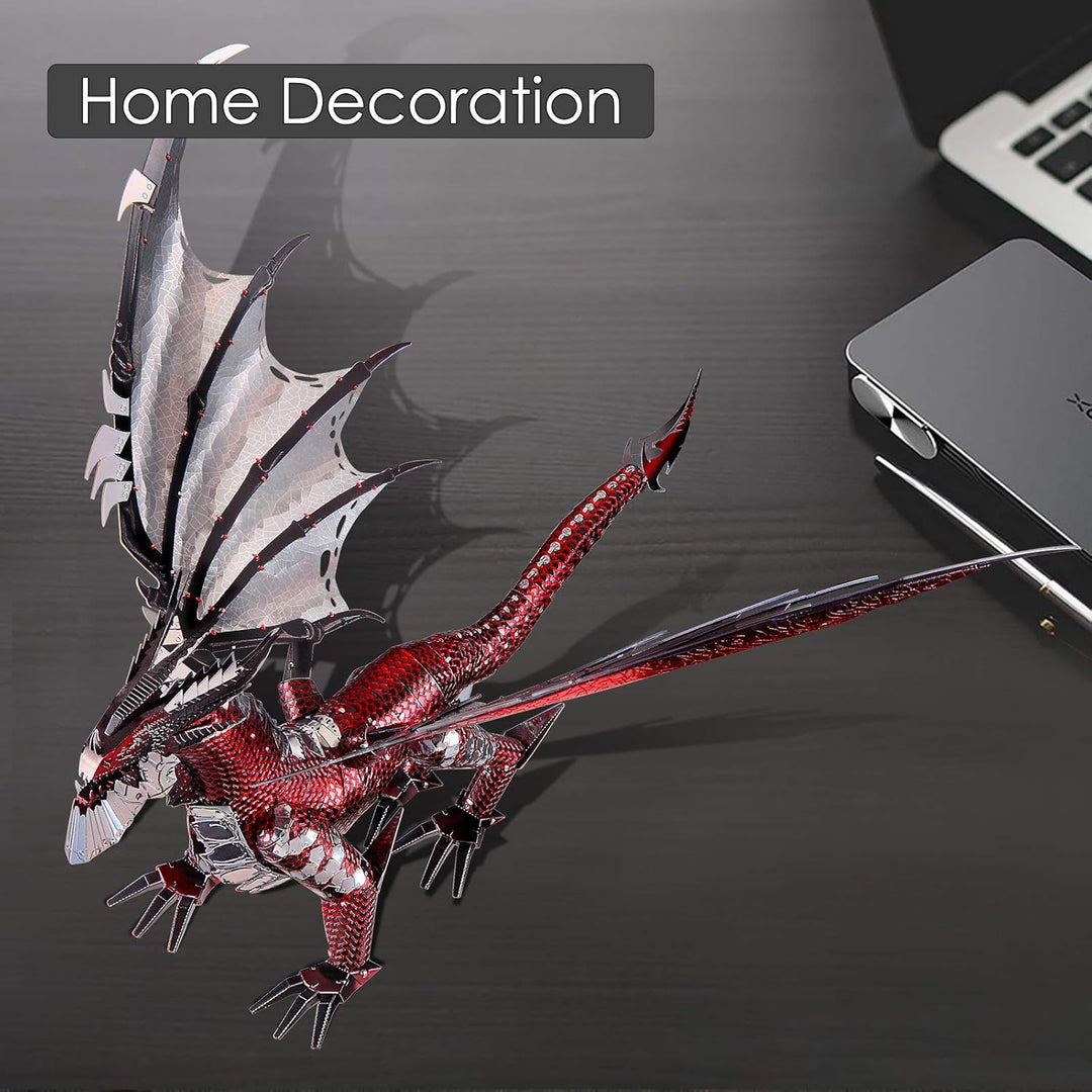 Piececool 3D Puzzle Metall, Flammendrache Drache für Modellbausatz Erwachsene, 3D-Puzzles zu Bauen,