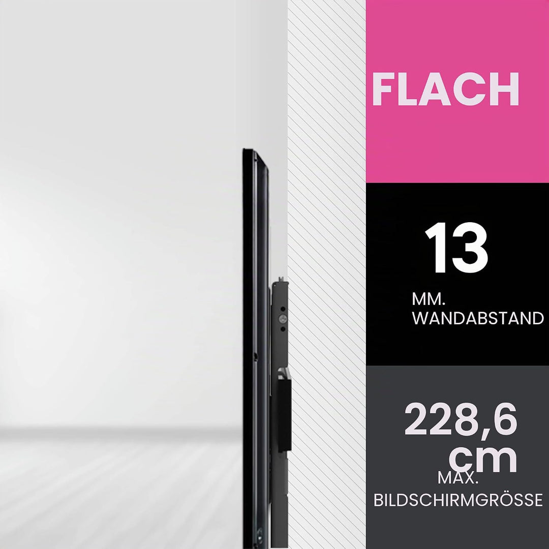 One for All TV-Wandhalterung - Fernseher Halterung - Curved 4K OLED QLED LED Flachbildfernseher - 32
