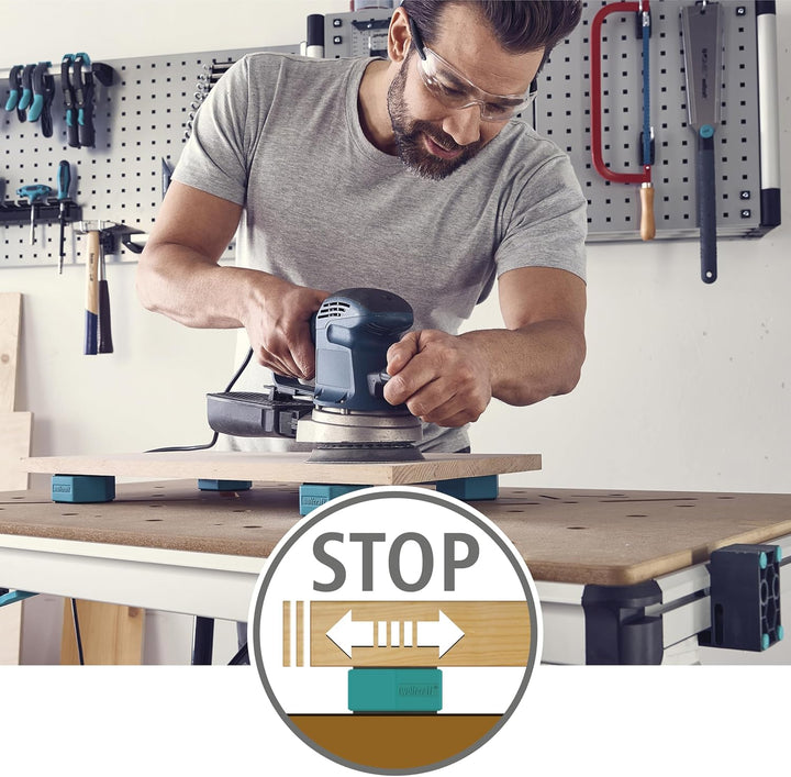 wolfcraft Multifunktionale Werkstückauflagen I 6892000 I Rutschfeste Auflage für Werkstücke, 4 Stück