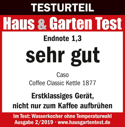 CASO Coffee Classic Kettle – elektrischer Wasserkocher, hochwertiges matt schwarzes Design mit gesch