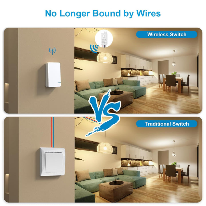Funkschalter, 230V Thinkbee Wireless Lichtschalter Set mit Funk Fernbedienung, Wasserdicht Staubdich