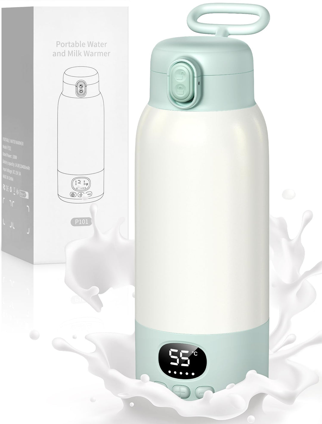 500mL Flaschenwärmer Baby, Mobiler Flaschenwärmer Baby, Tragbarer Flaschenwärmer Unterwegs, mit Lade